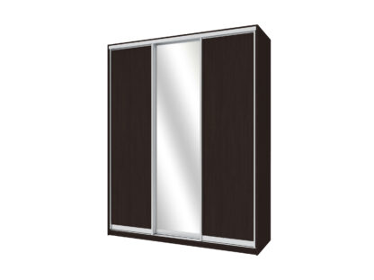 Dressing Kira cu oglinda, wenge, 180x225x60 cm, 3 usi culisante - imagine 2