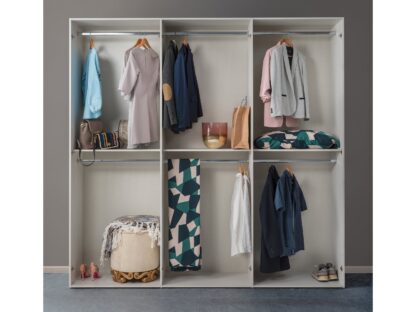 Dormitor Lea, Gri/Ulm, Pat 160x190, Dulap cu 3 usi culisante, 2 Noptiere, Comoda - imagine 2