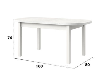 Masa extensibila 160x200 cm MB-12 Venus1, alb, lemn masiv de fag si PAL - imagine 2