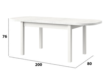 Masa extensibila 160x200 cm MB-12 Venus1, alb, lemn masiv de fag si PAL - imagine 4