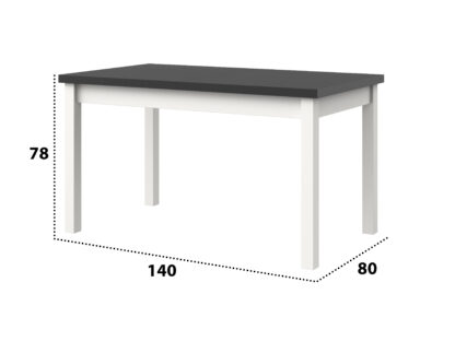 Masa extensibila 140x180 cm MB-21 Modena1, alb/grafit, lemn masiv de fag si PAL - imagine 2