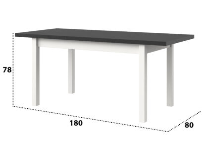 Masa extensibila 140x180 cm MB-21 Modena1, alb/grafit, lemn masiv de fag si PAL - imagine 4