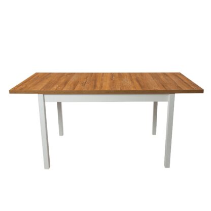 Set masa extensibila 120 x 160 cm cu 6 scaune tapitate, MB-13 Max10 si S-38 Boss14 25B, Bialy, Lemn masiv de fag, Stofa - imagine 9
