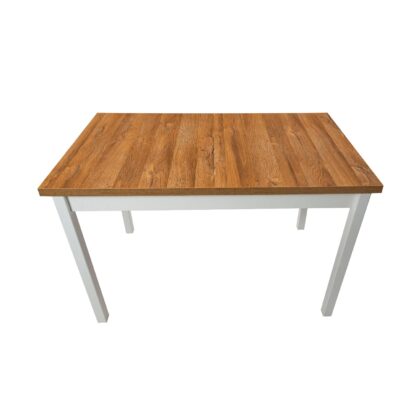 Set masa extensibila 120 x 160 cm cu 6 scaune tapitate, MB-13 Max10 si S-38 Boss14 25B, Bialy, Lemn masiv de fag, Stofa - imagine 8