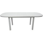 Set masa extensibila 160 x 200 cm cu 6 scaune tapitate, MB-12 Venus1 si S-37 Boss7 B22, Bialy, lemn masiv de fag, stofa - imagine 6