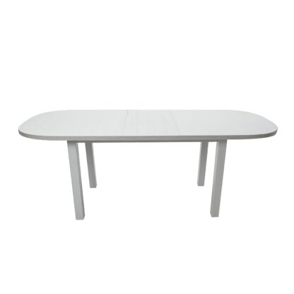 Set masa extensibila 160 x 200 cm cu 6 scaune tapitate, MB-12 Venus1 si S-38 Boss14 B24Z, Bialy, lemn masiv de fag, stofa - imagine 6