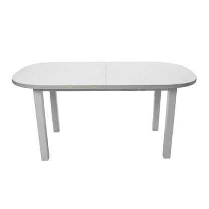 Set masa extensibila 160 x 200 cm cu 6 scaune tapitate, MB-12 Venus1 si S-38 Boss14 B24Z, Bialy, lemn masiv de fag, stofa - imagine 7