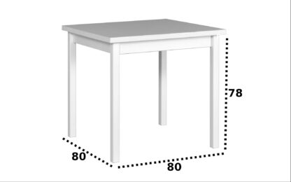 Masa living Max9 B, alb, fixa 80x80x78 cm, lemn masiv de fag/pal - imagine 5