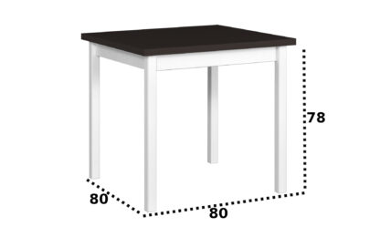 Masa living Max9 BW,  alb/wenge, fixa 80x80x78 cm, lemn masiv de fag/pal - imagine 6