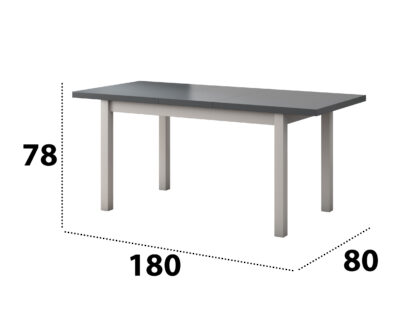 Set masa extensibila 140x180cm cu 4 scaune tapitate, MB-21 Modena1 si S-38 Boss10 B11, alb/grafit, lemn masiv de fag, stofa - imagine 4