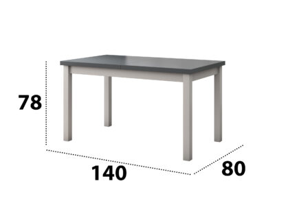 Set masa extensibila 140x180cm cu 4 scaune tapitate, MB-21 Modena1 si S-38 Boss10 B11, alb/grafit, lemn masiv de fag, stofa - imagine 3