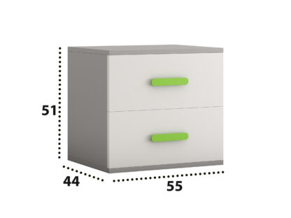Noptiera Didi, alb/verde, 55x51x44 cm - imagine 2