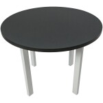 Set masa Living Poli2 Bialy/Grafit cu 4 scaune Nilo10 Grafit 16X, lemn masiv/stofa/pal - imagine 5