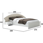 Pat Unico UN-1L, alb, 160x200 cm, tapitat cu stofa, PAL - imagine 3
