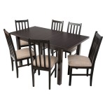 Set masa extensibila 120x150cm cu 6 scaune tapitate, MB-13 Max5 si S-38 Boss10 W2, wenge, lemn masiv, stofa