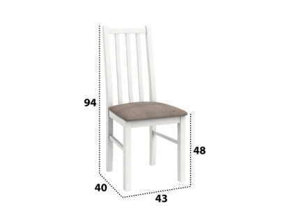 Scaun din lemn masiv de fag tapitat cu stofa S-38 Boss10 B5, alb - imagine 4