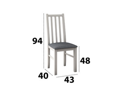 Set masa extensibila 140x180cm cu 4 scaune tapitate, MB-21 Modena1 si S-38 Boss10 B11, alb/grafit, lemn masiv de fag, stofa - imagine 5