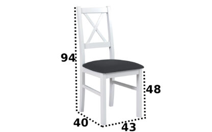 Scaun din lemn masiv de fag tapitat cu stofa S-38 Nilo10 B11, alb - imagine 7