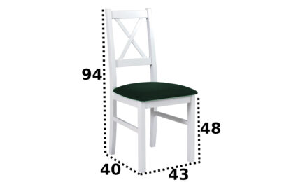 Scaun din lemn masiv de fag tapitat cu stofa S-38 Nilo10 B23X, alb - imagine 8