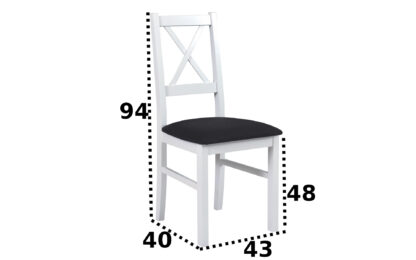 Scaun din lemn masiv de fag tapitat cu stofa S-38 Nilo10 B24Z, alb - imagine 8