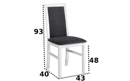 Scaun din lemn masiv de fag tapitat cu stofa S-38 Nilo6 B24Z, alb - imagine 7