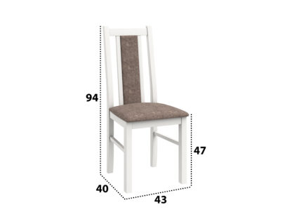 Scaun din lemn masiv de fag tapitat cu stofa S-38 Boss14 B18A, alb - imagine 2