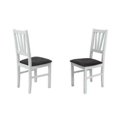 Scaun din lemn masiv de fag tapitat cu stofa S-38 Boss5 B24Z, alb - imagine 4