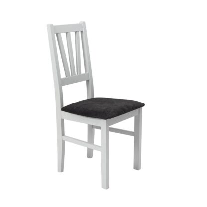 Scaun din lemn masiv de fag tapitat cu stofa S-38 Boss5 B24Z, alb - imagine 3