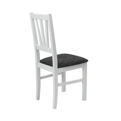 Scaun din lemn masiv de fag tapitat cu stofa S-38 Boss5 B24Z, alb - imagine 6