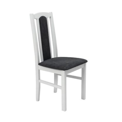 Set masa fixa 100 cm cu 4 scaune tapitate, MB-12 Poli3 si S-37 Boss7 B22, Bialy, lemn masiv, stofa - imagine 8