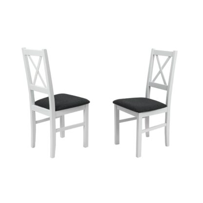Scaun din lemn masiv de fag tapitat cu stofa S-38 Nilo10 B11, alb - imagine 4