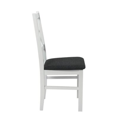 Scaun din lemn masiv de fag tapitat cu stofa S-38 Nilo10 B11, alb - imagine 2