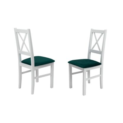 Scaun din lemn masiv de fag tapitat cu stofa S-38 Nilo10 B23X, alb - imagine 4