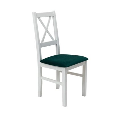 Scaun din lemn masiv de fag tapitat cu stofa S-38 Nilo10 B23X, alb - imagine 3