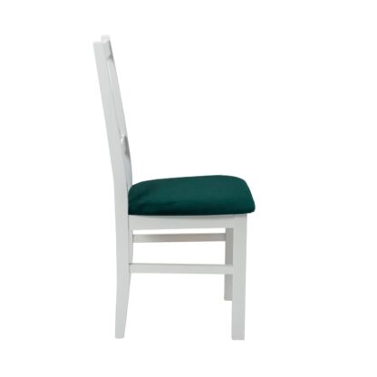Scaun din lemn masiv de fag tapitat cu stofa S-38 Nilo10 B23X, alb - imagine 2