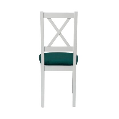 Scaun din lemn masiv de fag tapitat cu stofa S-38 Nilo10 B23X, alb - imagine 6