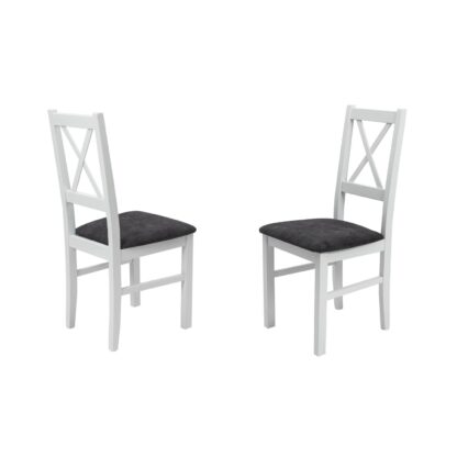 Scaun din lemn masiv de fag tapitat cu stofa S-38 Nilo10 B24Z, alb - imagine 4