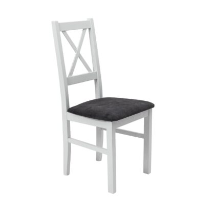 Scaun din lemn masiv de fag tapitat cu stofa S-38 Nilo10 B24Z, alb - imagine 2