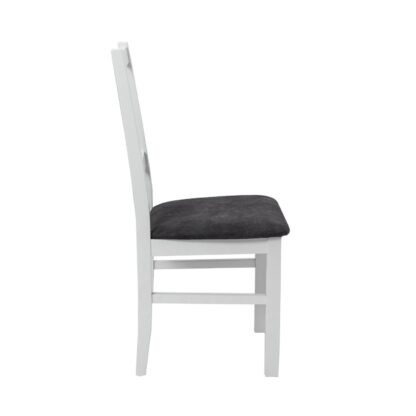 Scaun din lemn masiv de fag tapitat cu stofa S-38 Nilo10 B24Z, alb - imagine 3