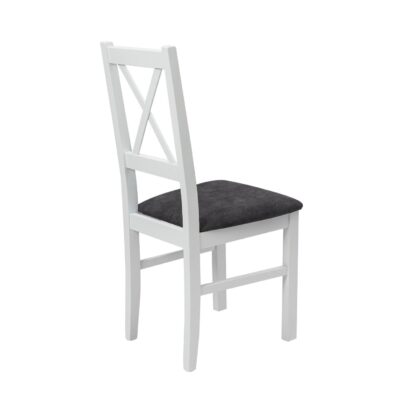 Scaun din lemn masiv de fag tapitat cu stofa S-38 Nilo10 B24Z, alb - imagine 5