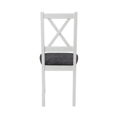 Scaun din lemn masiv de fag tapitat cu stofa S-38 Nilo10 B24Z, alb - imagine 6