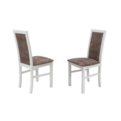 Scaun din lemn masiv de fag tapitat cu stofa S-38 Nilo6 B18A, alb - imagine 4