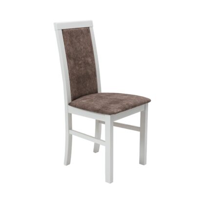 Scaun din lemn masiv de fag tapitat cu stofa S-38 Nilo6 B18A, alb - imagine 3