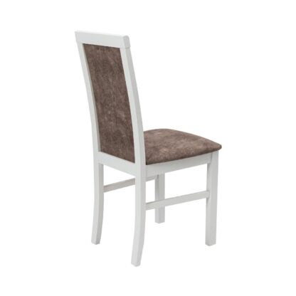 Scaun din lemn masiv de fag tapitat cu stofa S-38 Nilo6 B18A, alb - imagine 5