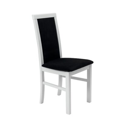 Scaun din lemn masiv de fag tapitat cu stofa S-38 Nilo6 B22, alb - imagine 2
