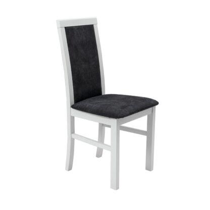 Scaun din lemn masiv de fag tapitat cu stofa S-38 Nilo6 B24Z, alb - imagine 2