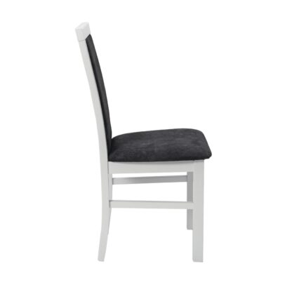 Scaun din lemn masiv de fag tapitat cu stofa S-38 Nilo6 B24Z, alb - imagine 3