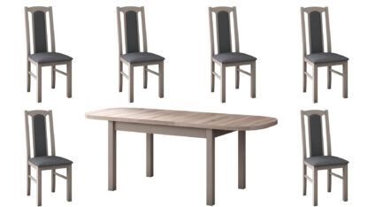 Set masa extensibila 160x200cm cu 6 scaune tapitate, MB-12 Venus1 si S-37 Boss7 S11, sonoma, lemn masiv de fag, stofa - imagine 7