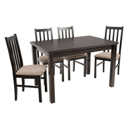 Set masa extensibila 120x150cm cu 4 scaune tapitate, MB-13 Max5 si S-38 Boss10 W2, wenge, lemn masiv, stofa