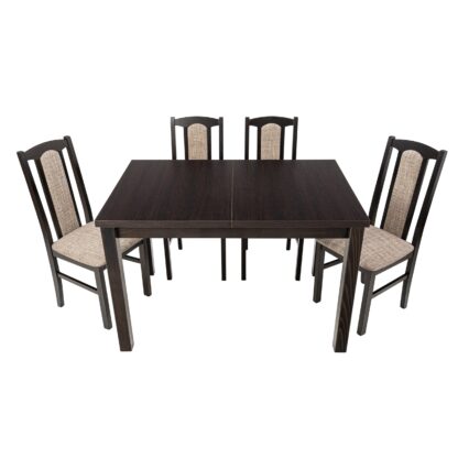 Set masa extensibila 120x150cm cu 4 scaune tapitate, MB-13 Max5 si S-37 Boss7 W2, wenge, lemn masiv, stofa - imagine 2
